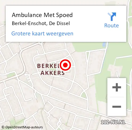 Locatie op kaart van de 112 melding: Ambulance Met Spoed Naar Berkel-Enschot, De Dissel op 14 maart 2016 12:09