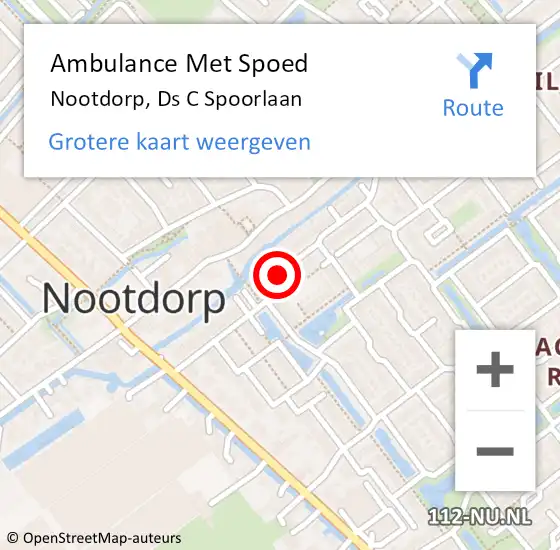 Locatie op kaart van de 112 melding: Ambulance Met Spoed Naar Nootdorp, Ds C Spoorlaan op 14 maart 2016 18:58