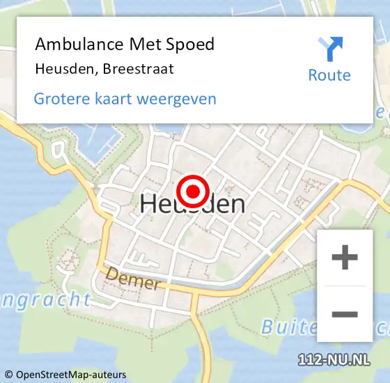 Locatie op kaart van de 112 melding: Ambulance Met Spoed Naar Heusden, Breestraat op 14 maart 2016 21:13