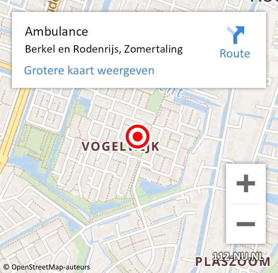 Locatie op kaart van de 112 melding: Ambulance Berkel en Rodenrijs, Zomertaling op 15 maart 2016 09:52