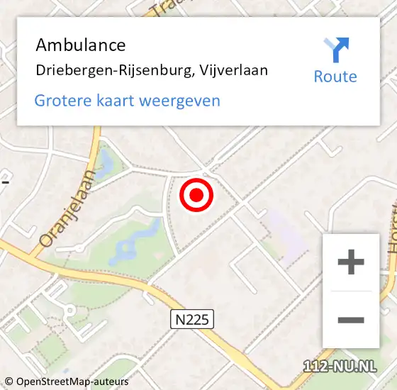 Locatie op kaart van de 112 melding: Ambulance Driebergen-Rijsenburg, Vijverlaan op 15 maart 2016 16:05
