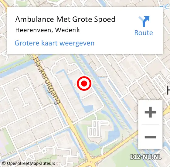Locatie op kaart van de 112 melding: Ambulance Met Grote Spoed Naar Heerenveen, Wederik op 15 maart 2016 16:11
