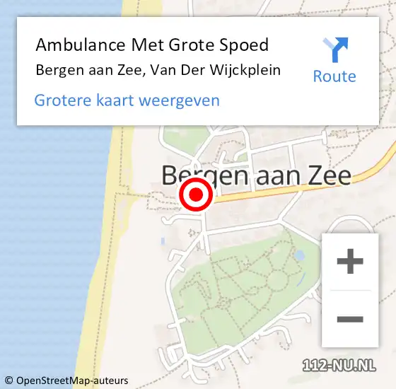 Locatie op kaart van de 112 melding: Ambulance Met Grote Spoed Naar Bergen aan Zee, Van Der Wijckplein op 15 maart 2016 16:19