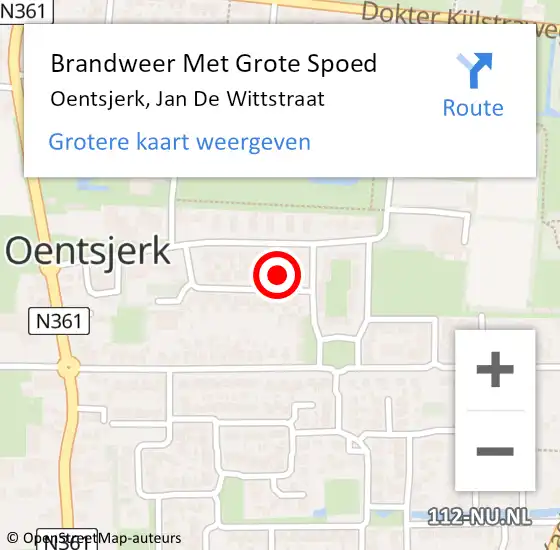 Locatie op kaart van de 112 melding: Brandweer Met Grote Spoed Naar Oentsjerk, Jan De Wittstraat op 15 maart 2016 21:29