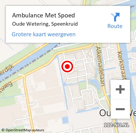 Locatie op kaart van de 112 melding: Ambulance Met Spoed Naar Oude Wetering, Speenkruid op 16 maart 2016 06:13
