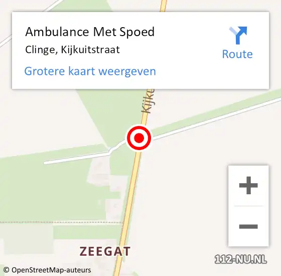 Locatie op kaart van de 112 melding: Ambulance Met Spoed Naar Clinge, Kijkuitstraat op 16 maart 2016 10:15