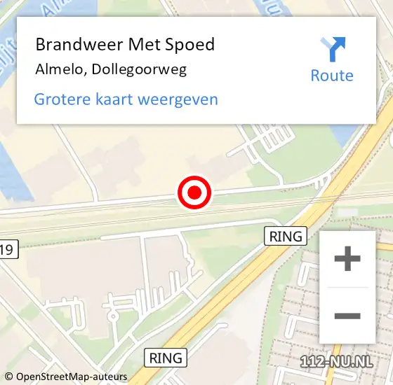 Locatie op kaart van de 112 melding: Brandweer Met Spoed Naar Almelo, Dollegoorweg op 16 maart 2016 14:08