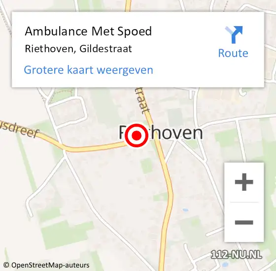 Locatie op kaart van de 112 melding: Ambulance Met Spoed Naar Riethoven, Gildestraat op 16 maart 2016 15:10
