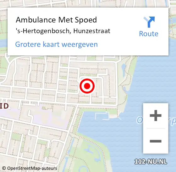 Locatie op kaart van de 112 melding: Ambulance Met Spoed Naar 's-Hertogenbosch, Hunzestraat op 16 maart 2016 21:29