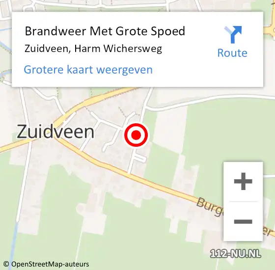 Locatie op kaart van de 112 melding: Brandweer Met Grote Spoed Naar Zuidveen, Harm Wichersweg op 17 maart 2016 07:59