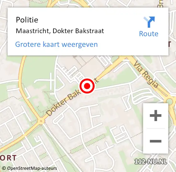 Locatie op kaart van de 112 melding: Politie Maastricht, Dokter Bakstraat op 17 maart 2016 11:44
