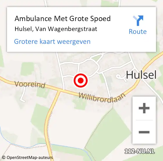 Locatie op kaart van de 112 melding: Ambulance Met Grote Spoed Naar Hulsel, Van Wagenbergstraat op 18 maart 2016 06:36
