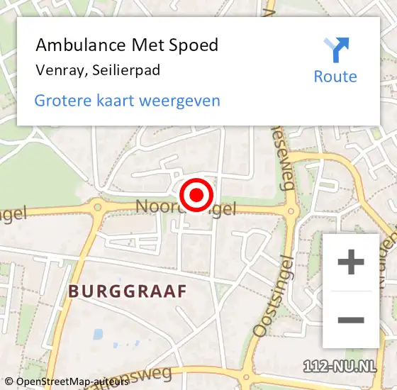 Locatie op kaart van de 112 melding: Ambulance Met Spoed Naar Venray, Seilierpad op 18 maart 2016 16:38