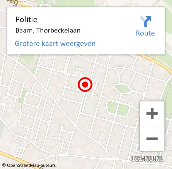 Locatie op kaart van de 112 melding: Politie Baarn, Thorbeckelaan op 18 maart 2016 23:24