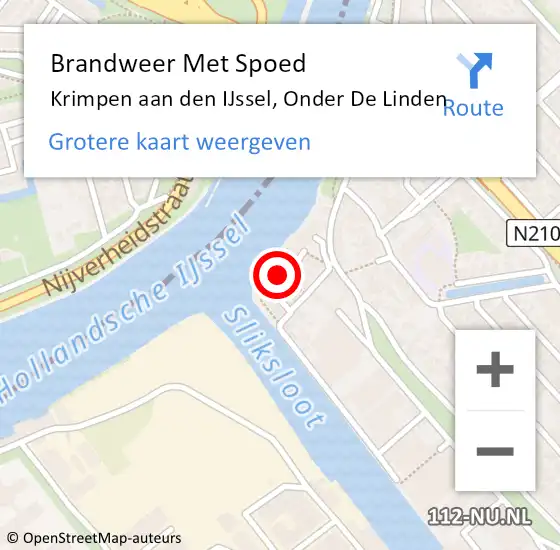 Locatie op kaart van de 112 melding: Brandweer Met Spoed Naar Krimpen aan den IJssel, Onder De Linden op 19 maart 2016 10:33