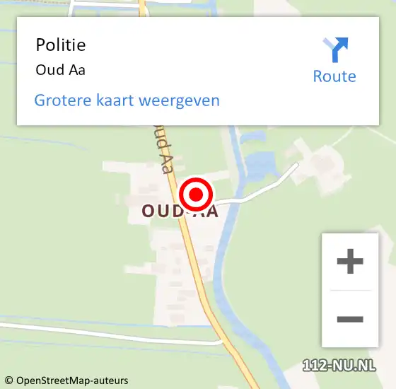 Locatie op kaart van de 112 melding: Politie Oud Aa op 19 maart 2016 12:00