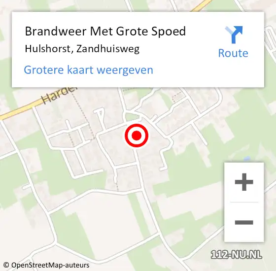 Locatie op kaart van de 112 melding: Brandweer Met Grote Spoed Naar Hulshorst, Zandhuisweg op 19 maart 2016 19:02