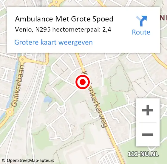 Locatie op kaart van de 112 melding: Ambulance Met Grote Spoed Naar Venlo, N295 hectometerpaal: 2,4 op 19 maart 2016 21:14