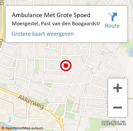 Locatie op kaart van de 112 melding: Ambulance Met Grote Spoed Naar Moergestel, Past van den Boogaardstr op 20 maart 2016 17:28