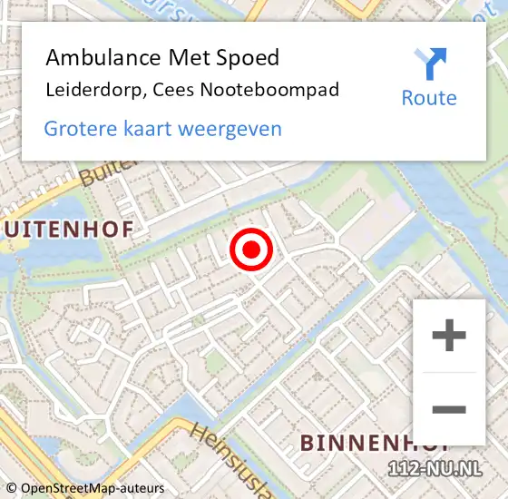 Locatie op kaart van de 112 melding: Ambulance Met Spoed Naar Leiderdorp, Cees Nooteboompad op 20 maart 2016 21:22