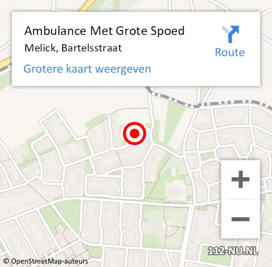 Locatie op kaart van de 112 melding: Ambulance Met Grote Spoed Naar Melick, Bartelsstraat op 21 maart 2016 02:44