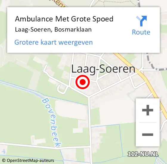 Locatie op kaart van de 112 melding: Ambulance Met Grote Spoed Naar Laag-Soeren, Bosmarklaan op 21 maart 2016 23:13