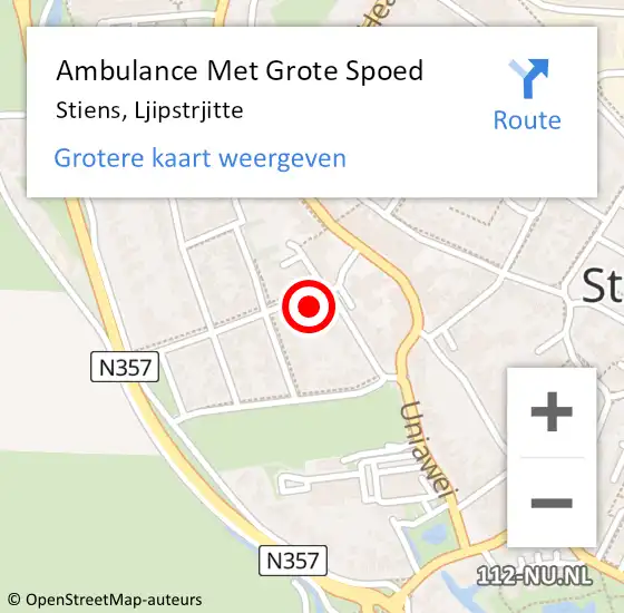 Locatie op kaart van de 112 melding: Ambulance Met Grote Spoed Naar Stiens, Ljipstrjitte op 22 maart 2016 12:38