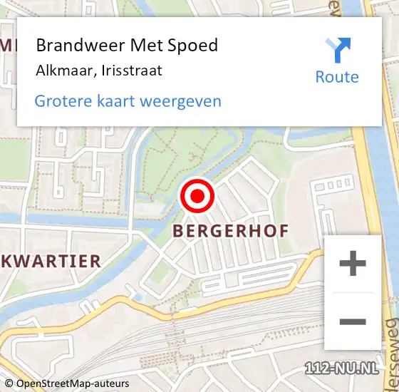Locatie op kaart van de 112 melding: Brandweer Met Spoed Naar Alkmaar, Irisstraat op 22 maart 2016 21:43