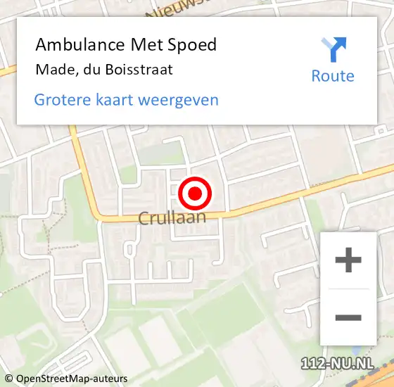 Locatie op kaart van de 112 melding: Ambulance Met Spoed Naar Made, du Boisstraat op 22 maart 2016 21:56