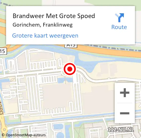 Locatie op kaart van de 112 melding: Brandweer Met Grote Spoed Naar Gorinchem, Franklinweg op 23 maart 2016 13:59