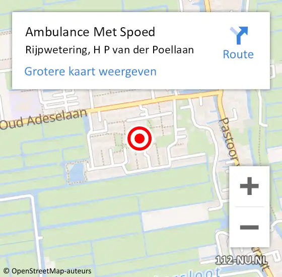 Locatie op kaart van de 112 melding: Ambulance Met Spoed Naar Rijpwetering, H P van der Poellaan op 23 maart 2016 18:12