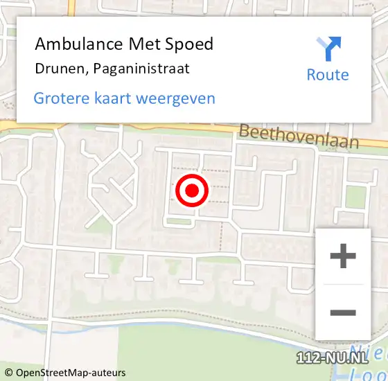 Locatie op kaart van de 112 melding: Ambulance Met Spoed Naar Drunen, Paganinistraat op 23 maart 2016 18:17