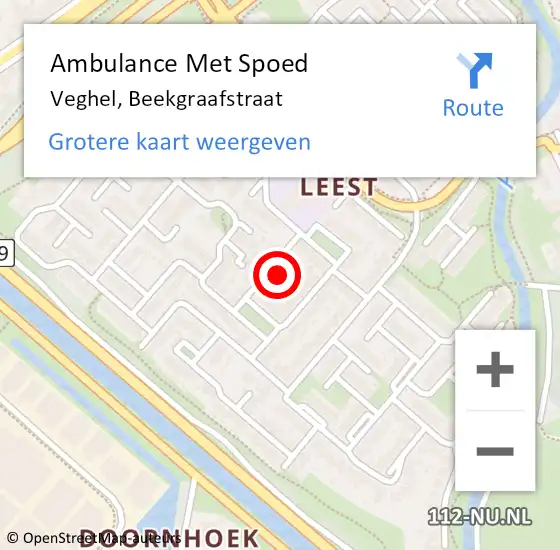 Locatie op kaart van de 112 melding: Ambulance Met Spoed Naar Veghel, Beekgraafstraat op 24 maart 2016 00:12