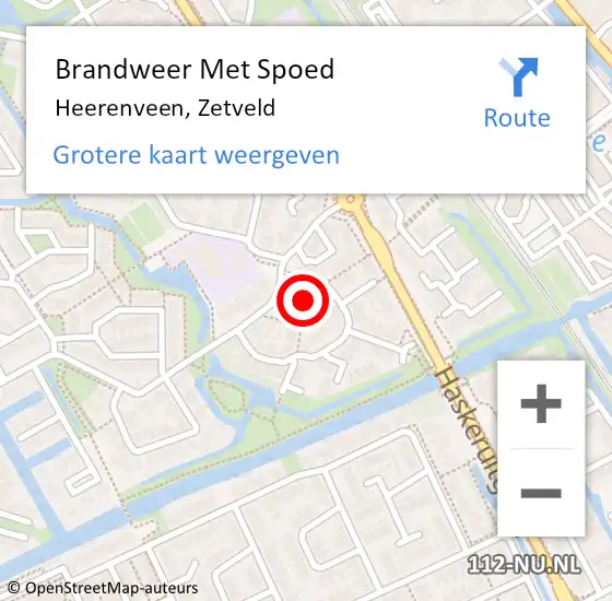 Locatie op kaart van de 112 melding: Brandweer Met Spoed Naar Heerenveen, Zetveld op 24 maart 2016 15:02