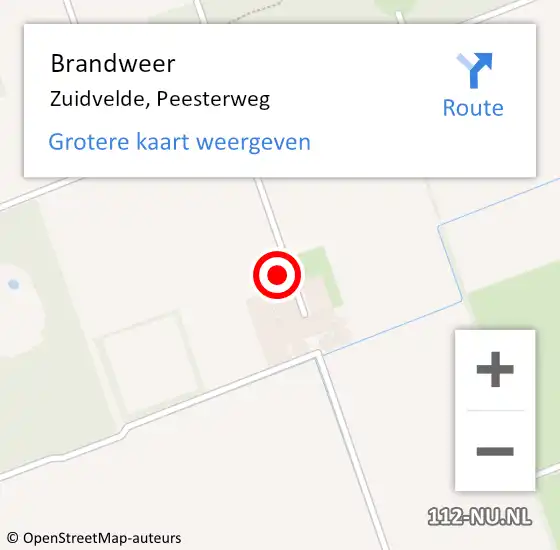 Locatie op kaart van de 112 melding: Brandweer Zuidvelde, Peesterweg op 24 maart 2016 16:41