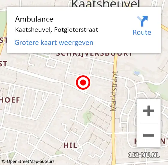 Locatie op kaart van de 112 melding: Ambulance Kaatsheuvel, Potgieterstraat op 24 maart 2016 17:30
