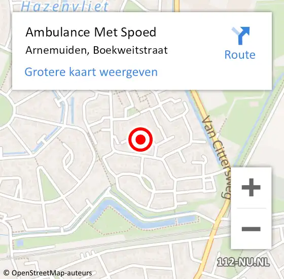 Locatie op kaart van de 112 melding: Ambulance Met Spoed Naar Arnemuiden, Boekweitstraat op 25 maart 2016 07:44
