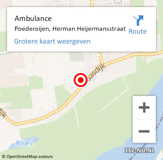 Locatie op kaart van de 112 melding: Ambulance Poederoijen, Herman Heijermansstraat op 9 december 2013 23:14
