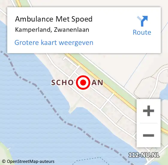 Locatie op kaart van de 112 melding: Ambulance Met Spoed Naar Kamperland, Zwanenlaan op 26 maart 2016 08:12