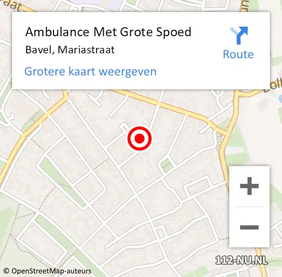 Locatie op kaart van de 112 melding: Ambulance Met Grote Spoed Naar Bavel, Mariastraat op 26 maart 2016 12:30