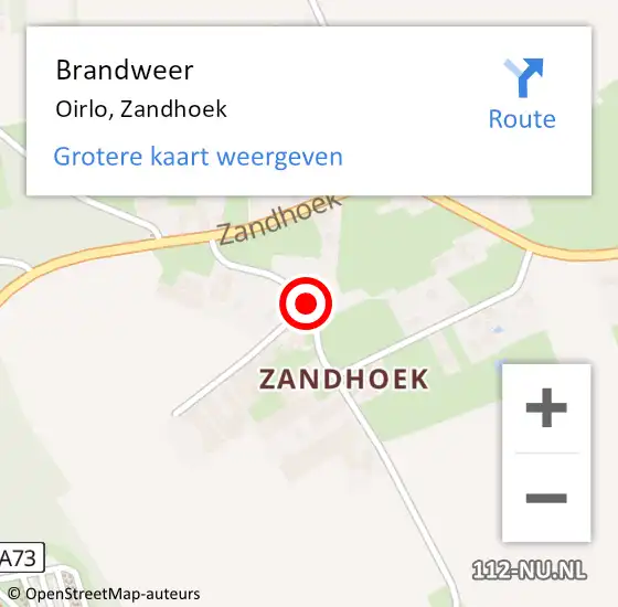 Locatie op kaart van de 112 melding: Brandweer Oirlo, Zandhoek op 26 maart 2016 13:59