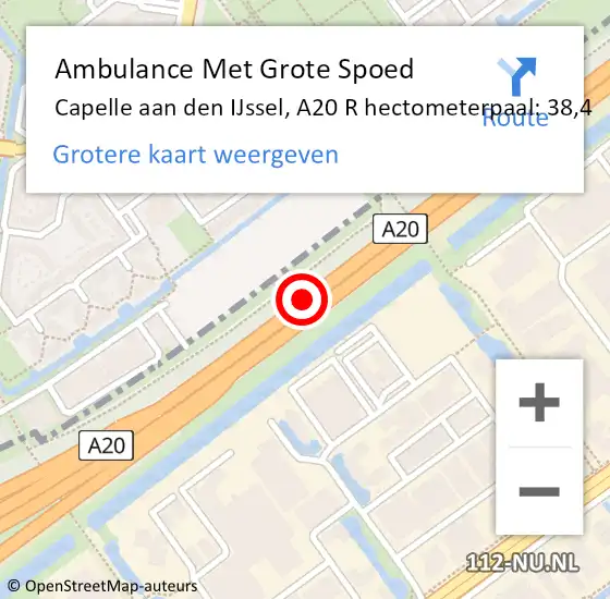 Locatie op kaart van de 112 melding: Ambulance Met Grote Spoed Naar Capelle aan den IJssel, A20 L op 26 maart 2016 23:36