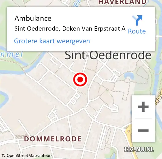 Locatie op kaart van de 112 melding: Ambulance Sint Oedenrode, Deken Van Erpstraat B op 27 maart 2016 14:11