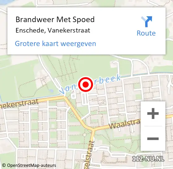 Locatie op kaart van de 112 melding: Brandweer Met Spoed Naar Enschede, Vanekerstraat op 28 maart 2016 12:41