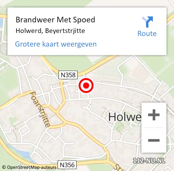 Locatie op kaart van de 112 melding: Brandweer Met Spoed Naar Holwerd, Beyertstrjitte op 28 maart 2016 16:43