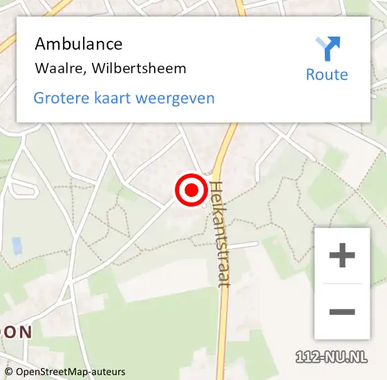 Locatie op kaart van de 112 melding: Ambulance Waalre, Wilbertsheem op 28 maart 2016 18:36