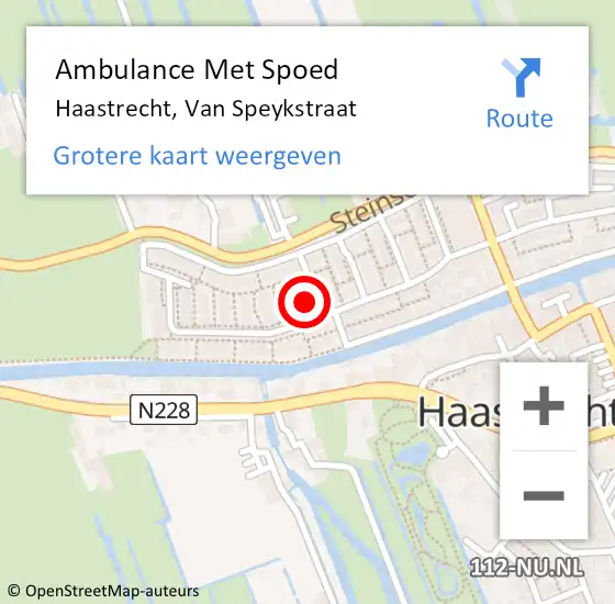 Locatie op kaart van de 112 melding: Ambulance Met Spoed Naar Haastrecht, Van Speykstraat op 29 maart 2016 11:07