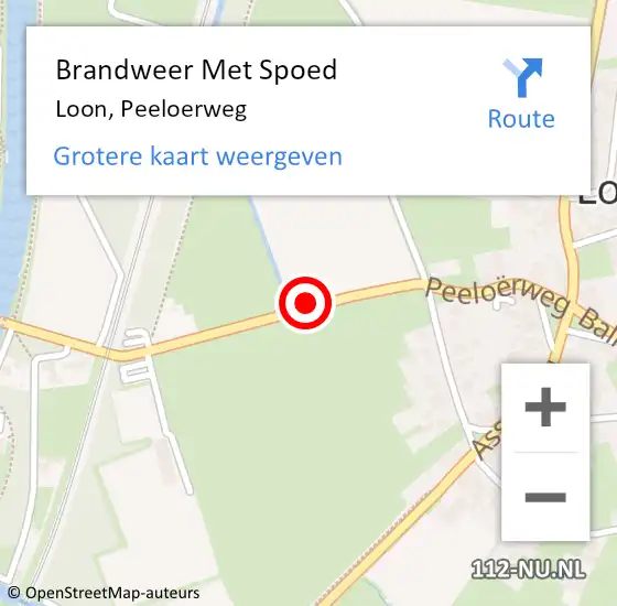 Locatie op kaart van de 112 melding: Brandweer Met Spoed Naar Loon, Peeloerweg op 10 december 2013 16:07