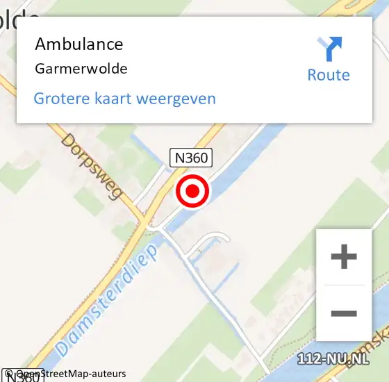 Locatie op kaart van de 112 melding: Ambulance Garmerwolde op 10 december 2013 17:01