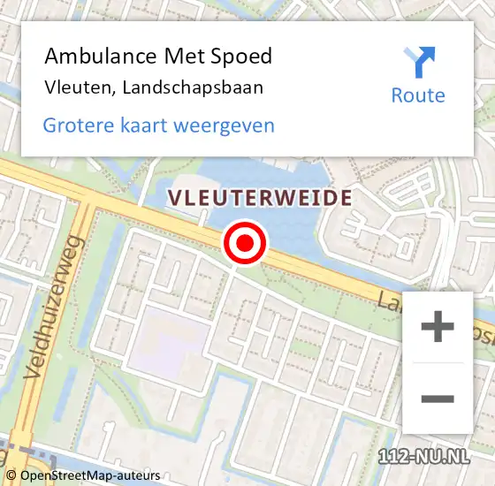 Locatie op kaart van de 112 melding: Ambulance Met Spoed Naar Vleuten, Landschapsbaan op 2 april 2016 07:25